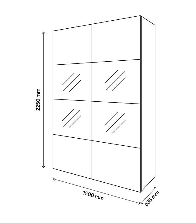 Armoire penderie portes coulissantes blanches et anthracite brillant GoodHome Atomia H. 225 x L. 150 x P. 63,5 cm
