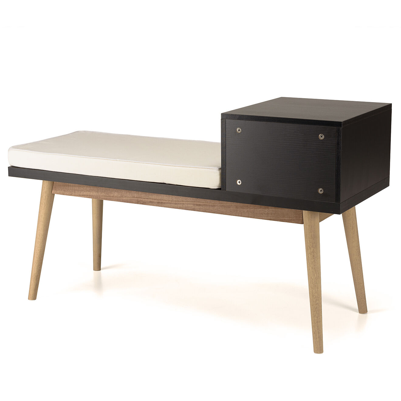 Macabane Banc 1 tiroir rotin marron/noir - 110x40x64 cm