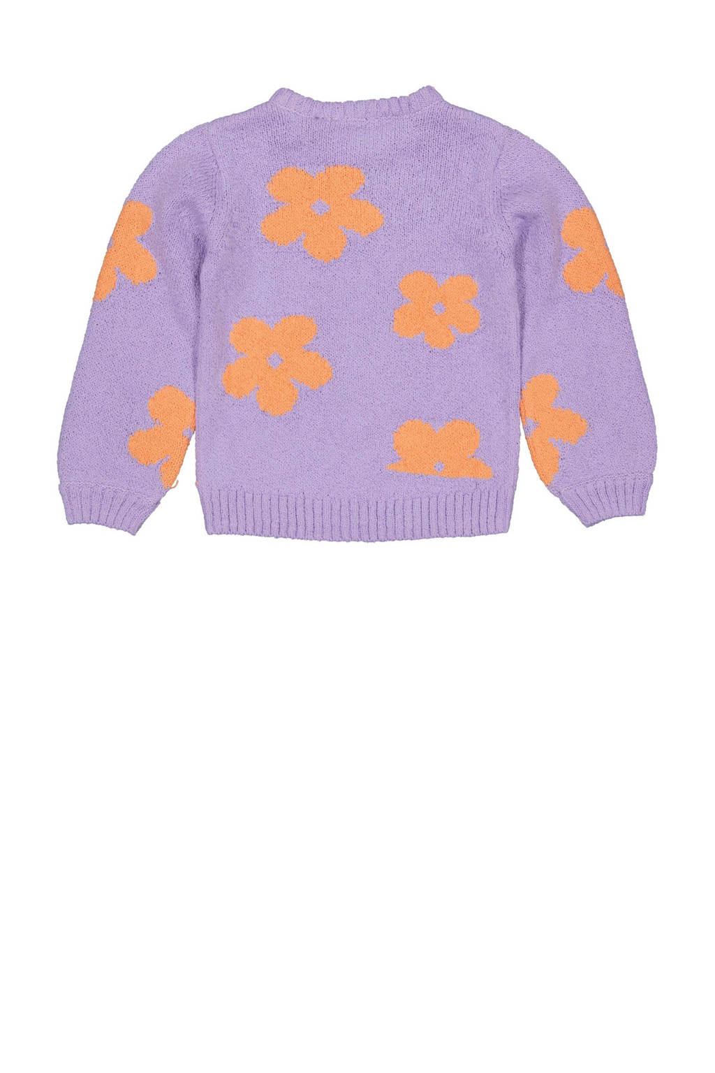 Quapi gebloemde gebreide sweater DITTE lila/oranje