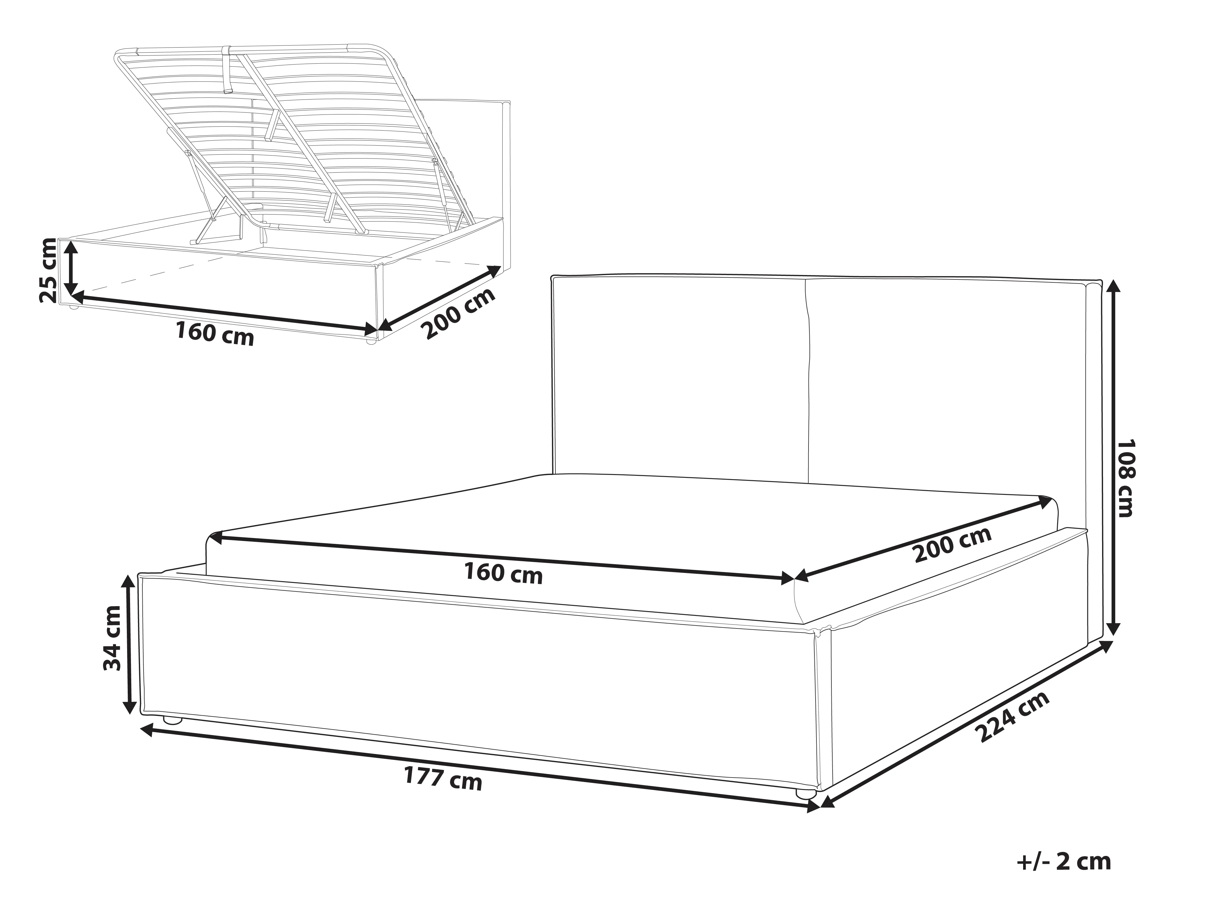 Bed met opbergruimte Stof MOISSAC 160 x 200 cm Beige