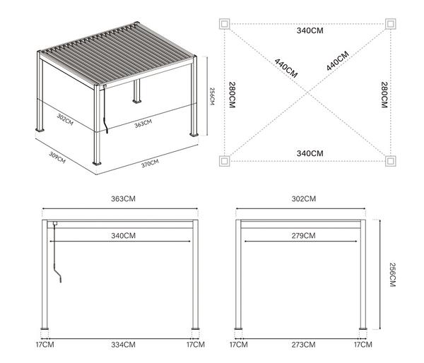 Weide Classic Pergola 3x3,6 Alu-Stahl, ca.