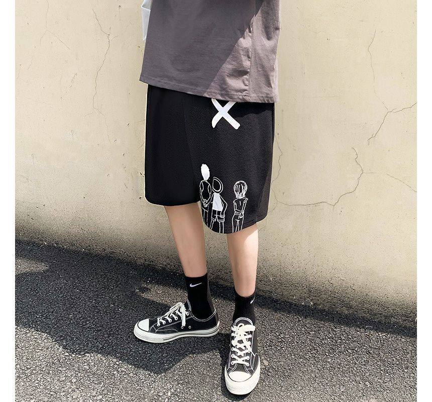Wewewow - Cartoon Print Shorts met Middelhoge Taille