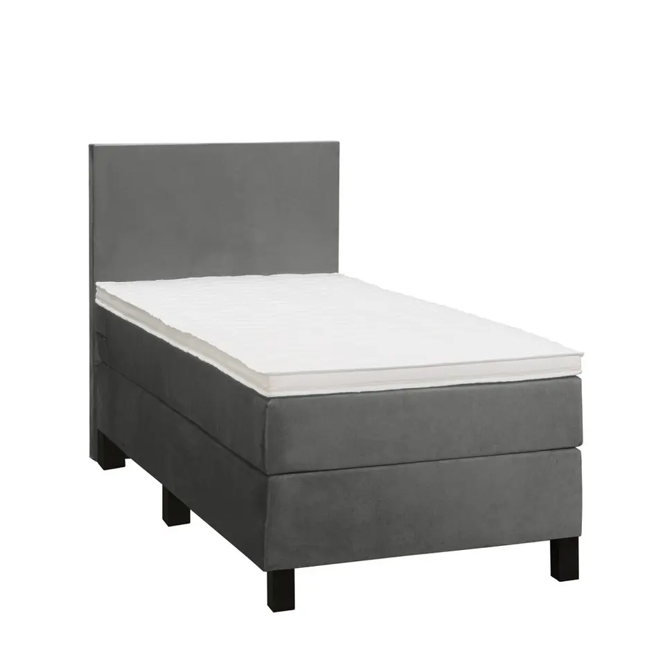 Boxspring Liv egaal - grijs - 90x200 cm - vierkante poot