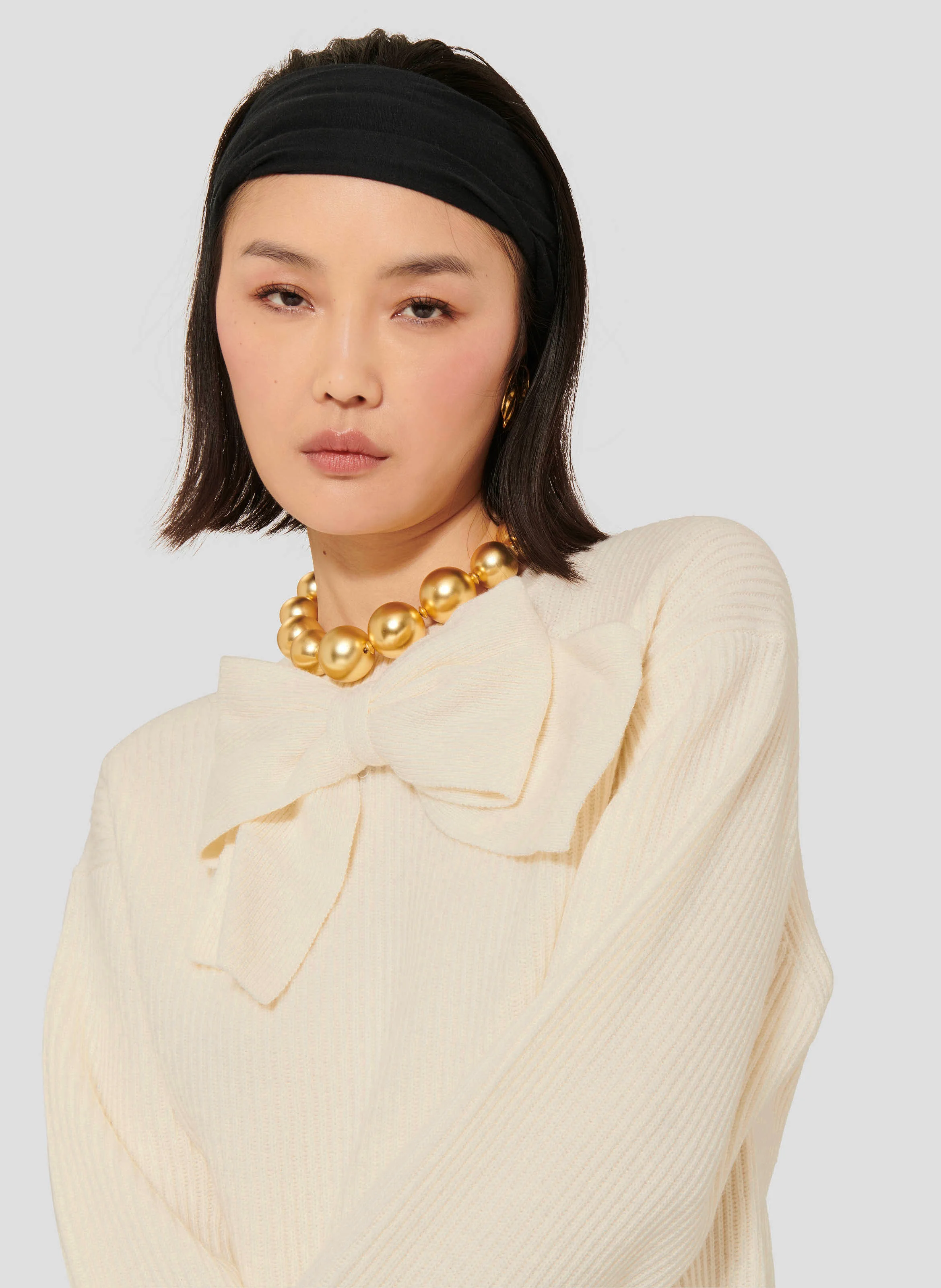 PHOEBE - Pull droit col rond en laine | Beige