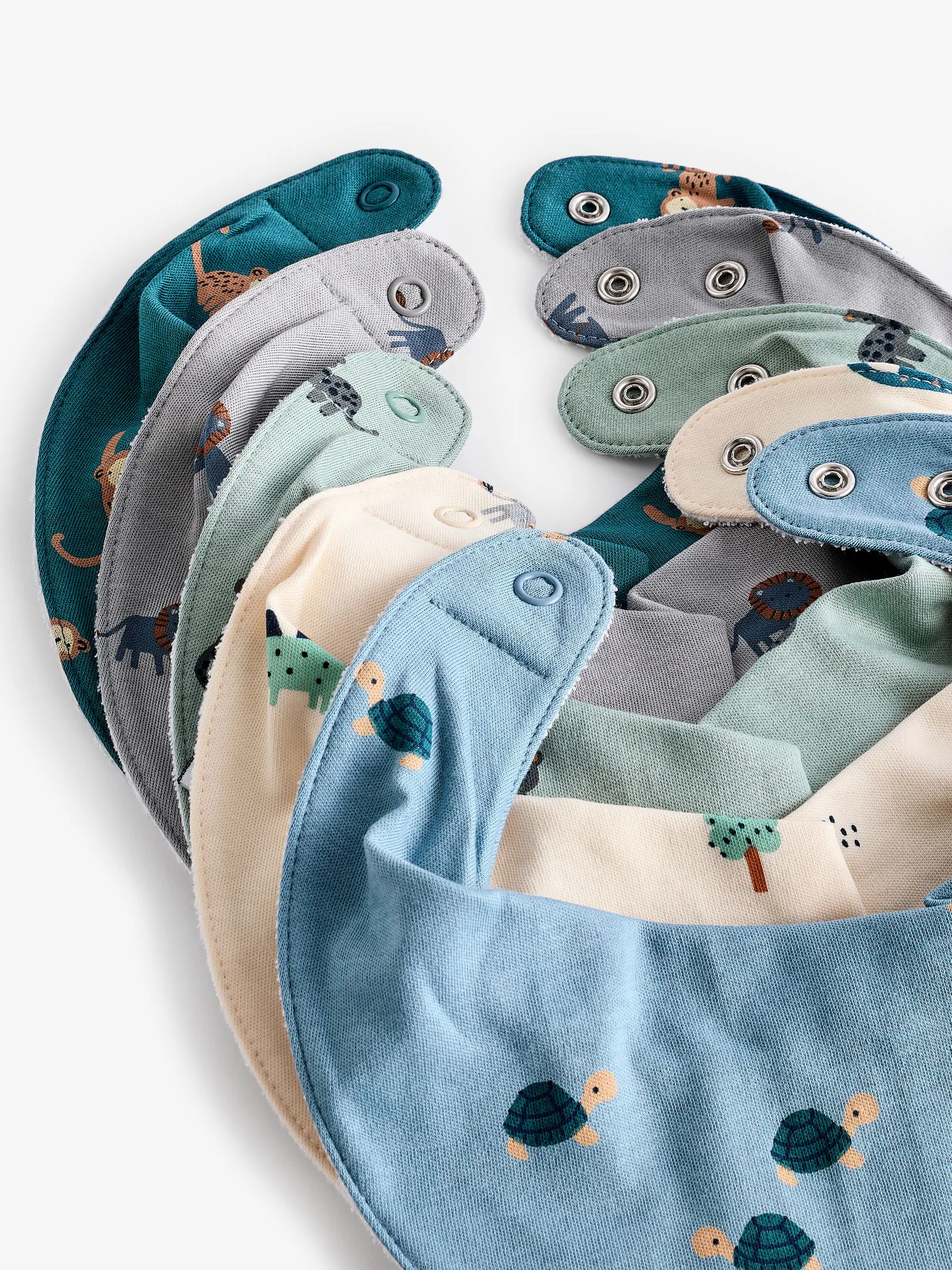 Blauwgroen - 5 Pack Dribble Baby 100% Cotton Bibs