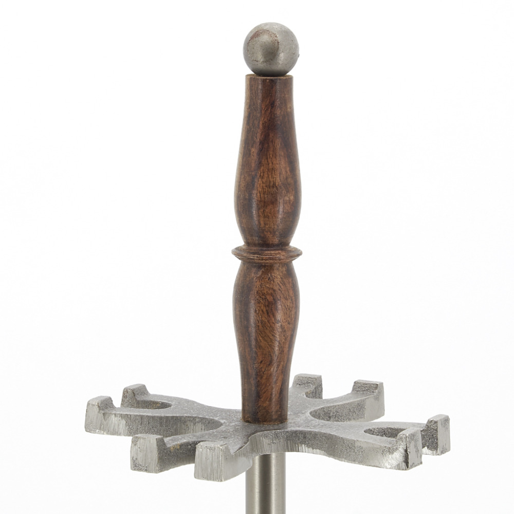 Valet de cheminée en étain antique et bois 4 accessoires