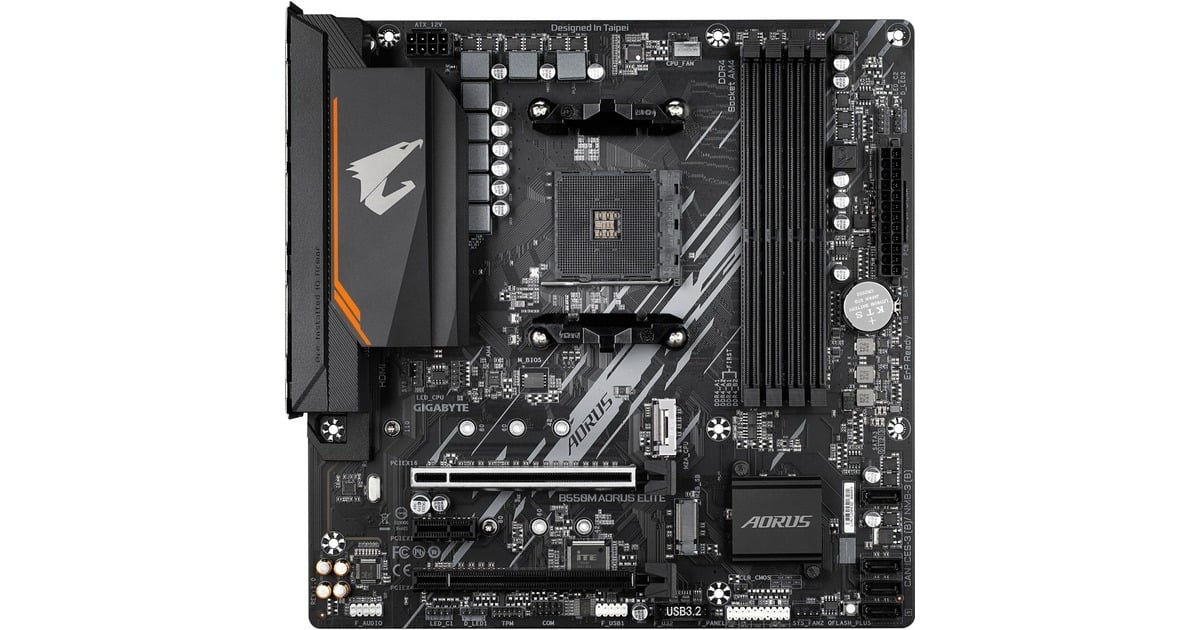 GIGABYTE AORUSB550M ELITE socket AM4 moederbord  (Zwart/grijs, RAID, Gb-LAN, Sound, µATX, Tweedekans)