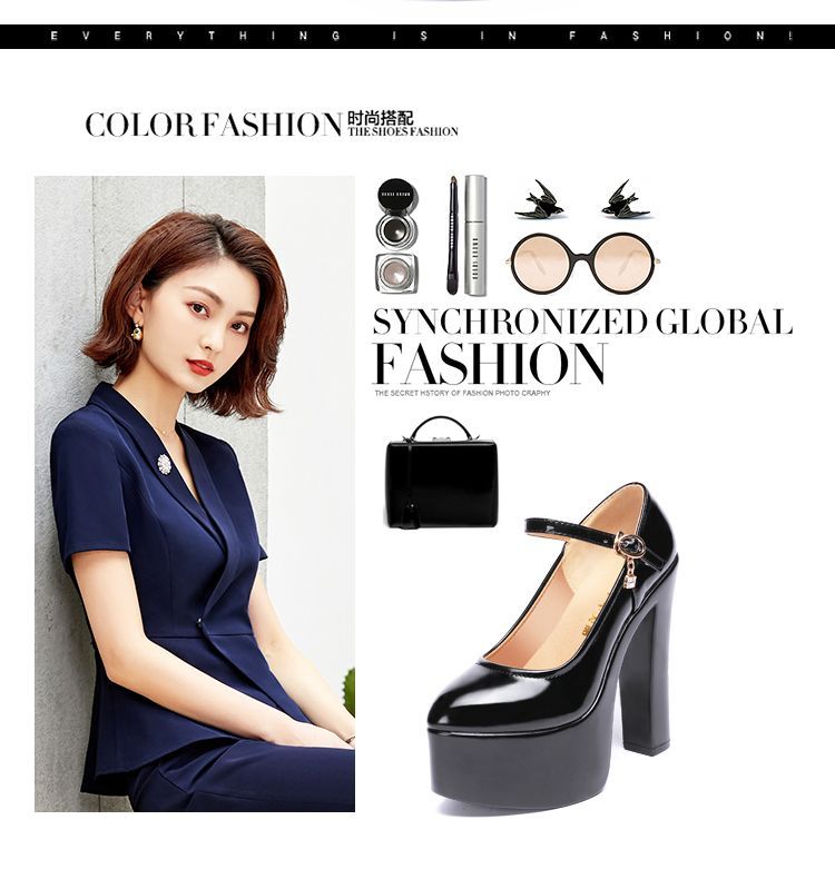 Freesia - Plateau pumps met dikke hak
