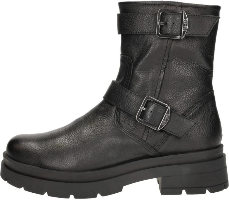 Red Rag Zwarte Leren Gesp Boots Black Dames