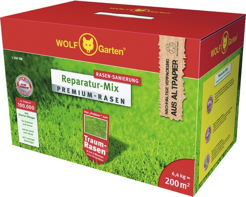 Premium gazon met meststof WOLF-Garten gazonzaad 6,4 kg 200 m²