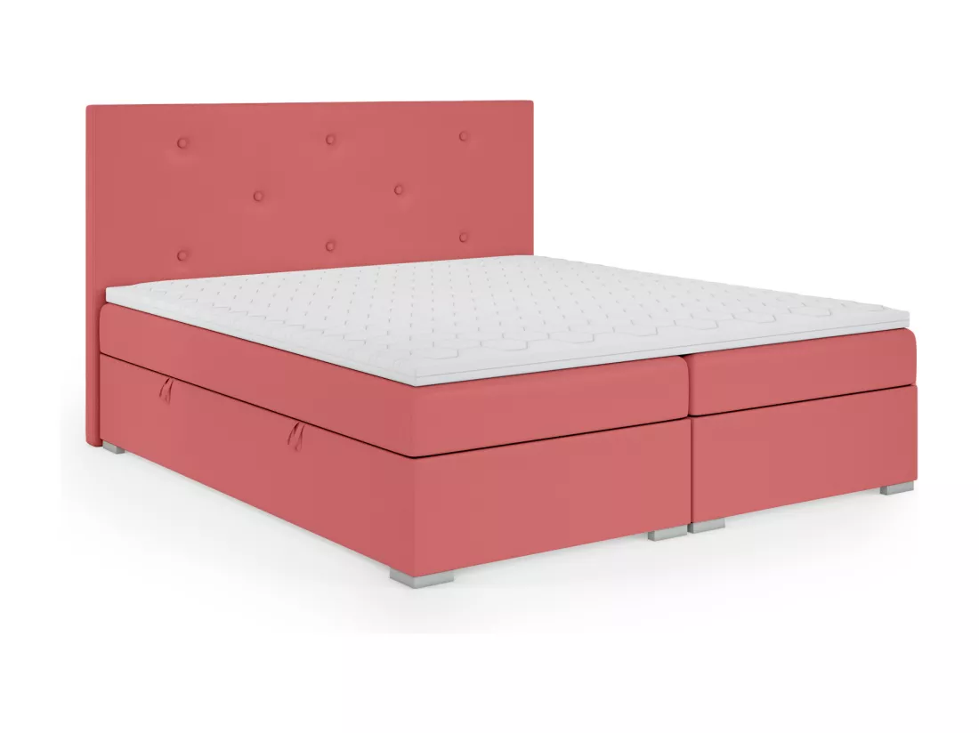 Lit Boxspring avec tiroirs de lit, Coffre de lit Topper Atlanta 180x200 cm, Jasmine 72 (Rouge d'Octobre)