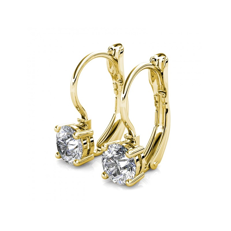 Boucles d'oreilles Round - Doré et Cristal