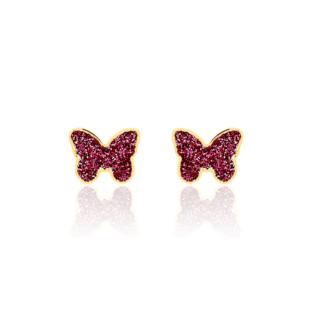 Boucles D'oreilles Puces Solena Papillon Or Jaune