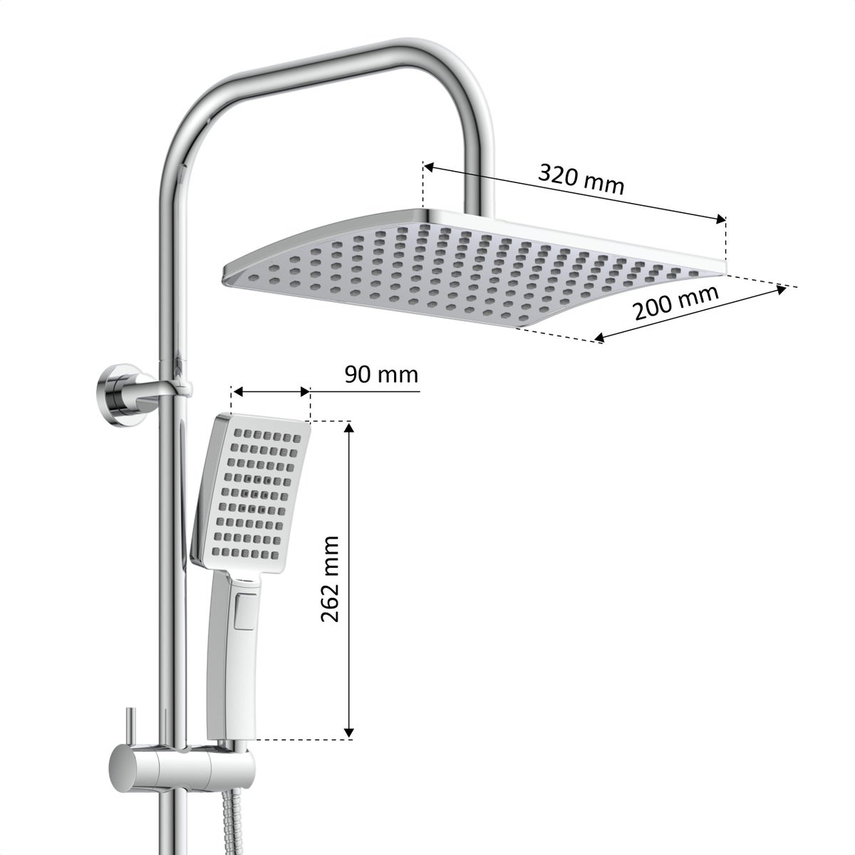 instmaier DS3 regendouche, chroom, met planchet