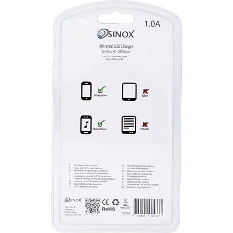 SINOX SXI703 220Volt -1A lader - hvid