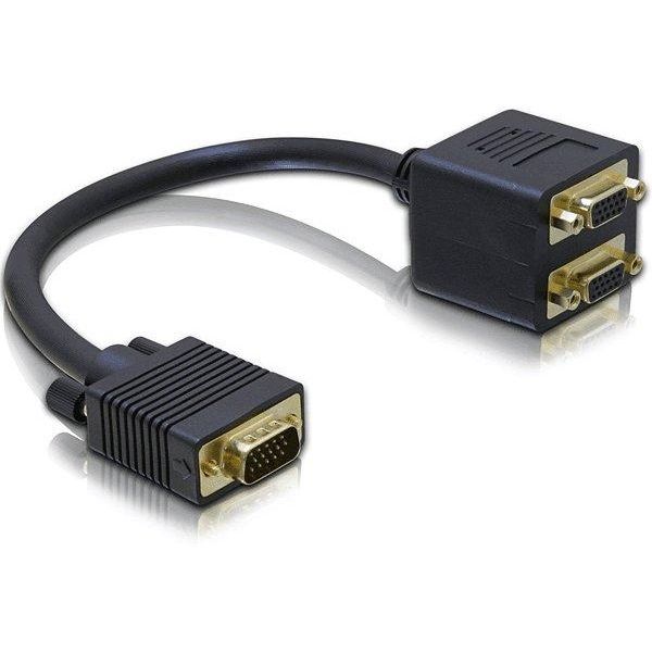 Nanocable Cabo Bifurcador SVGA(3C 9): HDB15/M-2xHDB15/F: Ouro: 20 cm