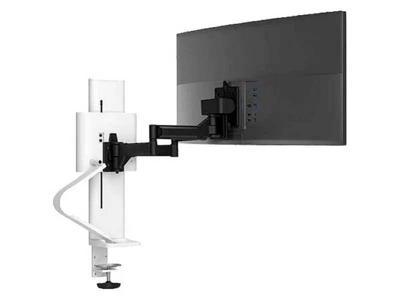 Ergotron TRACE - Monteringssæt (drejetap, base, VESA-mellemrumsstykke, løftekolonne, forlængerarme, 2-delt skrivebordsklemme, kabeladministrationskanal) - Constant Force Technology - for LCD display - hvid - skærmstørrelse: 21.5-38