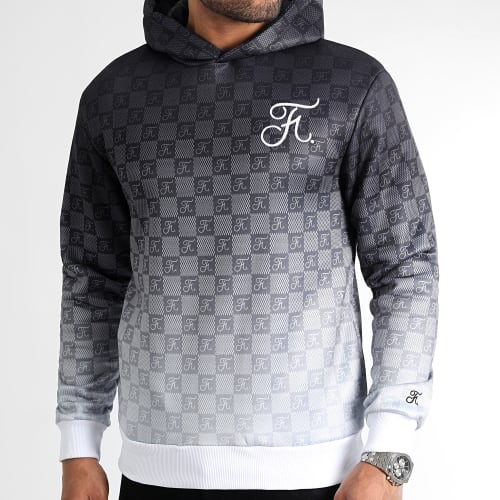 Sweat Capuche Dégradé Avec Broderie 1080 Damier Noir