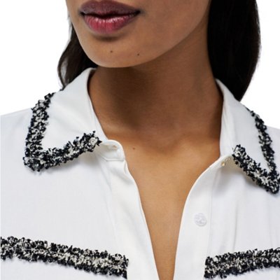 Chemise à manches longues femme Shirt With Ribbon Tweed-Effect Deta SALSA