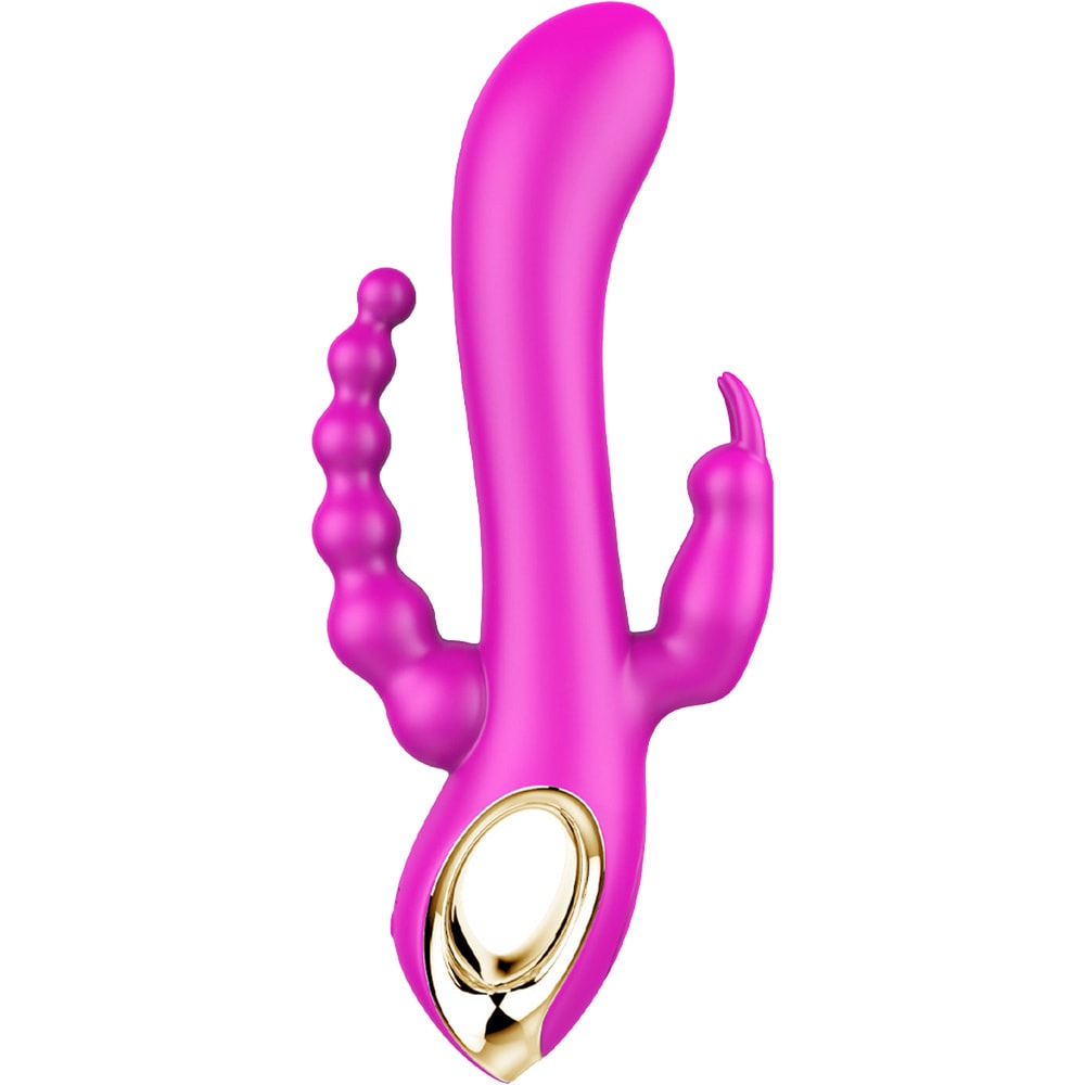 Vibromasseur triple stimulation waterproof - 10 modes - Rose