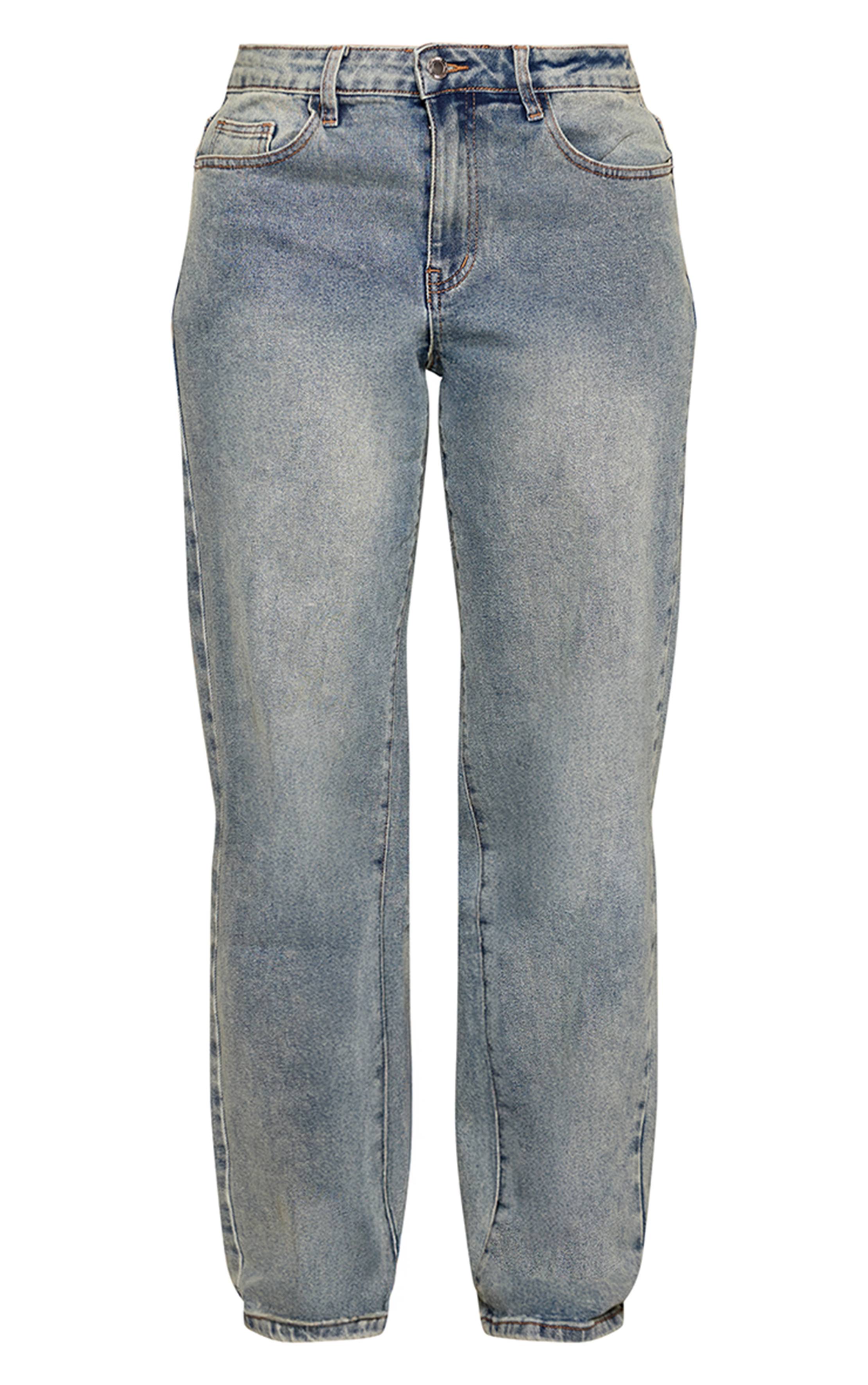 Délavage Vintage Jean Droit Taille Haute Stretch Sablier Sculptant