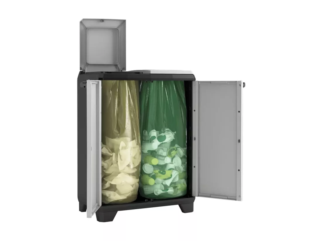 Armoire de recyclage Split Premium gris et noir 92 cm