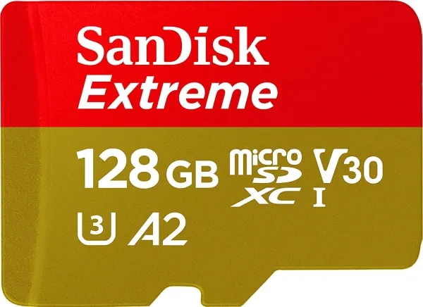 SanDisk Extreme - Flashhukommelseskort (microSDXC til SD adapter inkluderet) - 128 GB - A2 / Video Class V30 / UHS-I U3 / Class10 - microSDXC UHS-I