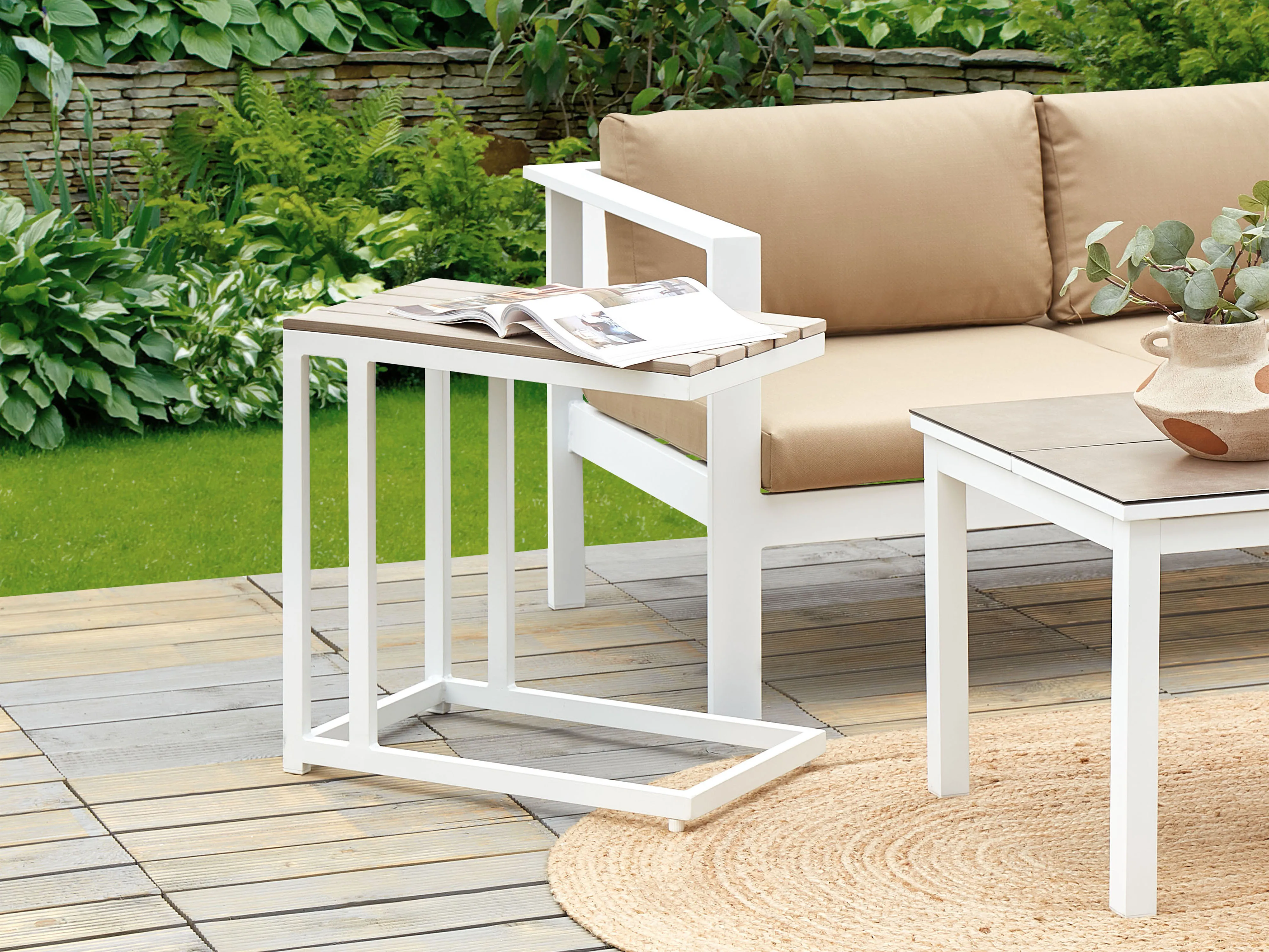 Tuin bijzettafel MESSINA 60 cm 35 cm Wit