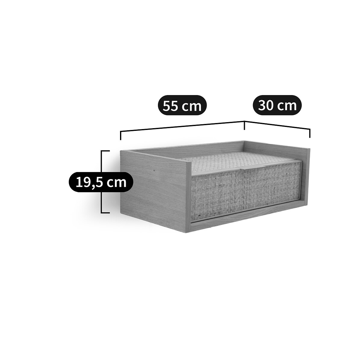 LA REDOUTE INTERIEURS<br>Mesinha de cabeceira de parede, 1 gaveta em rattan trançado, Louison