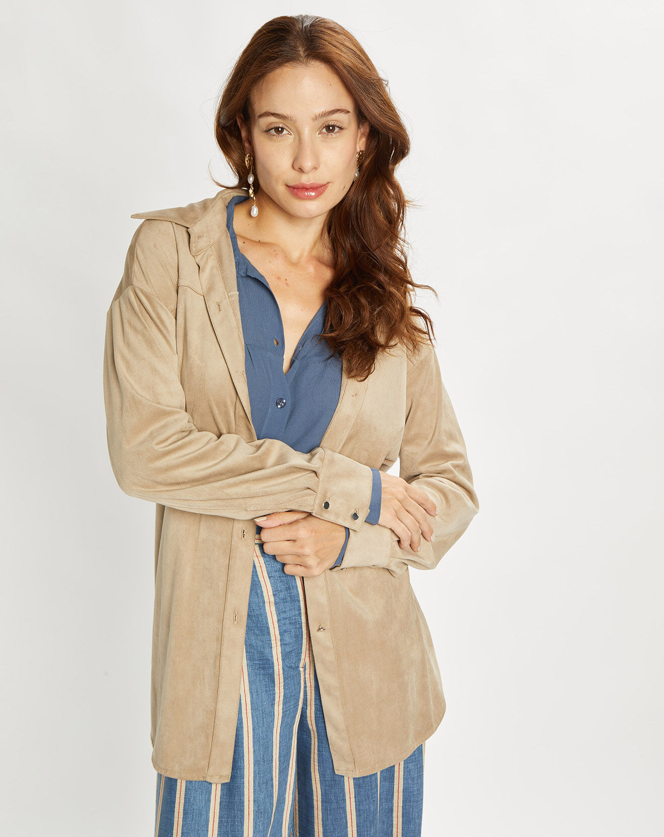 Lauren Vidal Veste en Suédine Lou sable