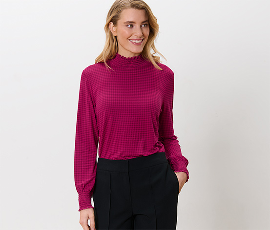 Bedrucktes Blusenshirt mit Stehkragen