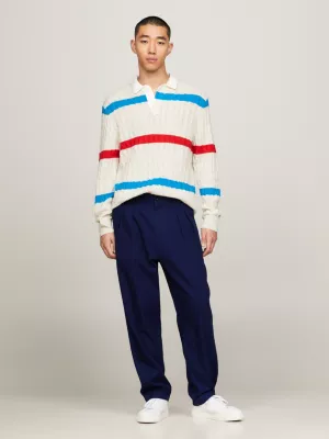 Calças jeans plissadas de corte reto