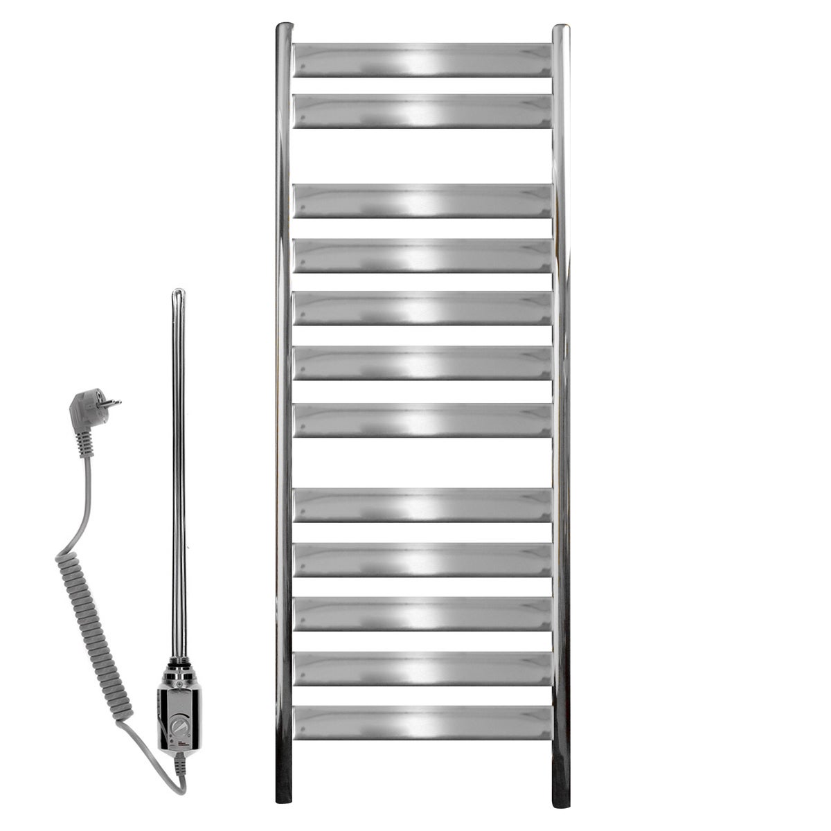 ECD Germany Design Badkamerradiator Tharr Electric 500 x 950 mm Chroom met 300W Verwarmingselement Designradiator Paneelradiator Vlakke radiator Handdoekradiator Handdoekdroger Wandverwarming Verwarming