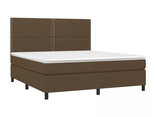 Sommier tapissier matelas et LED Marron foncé 180x200cm Tissu