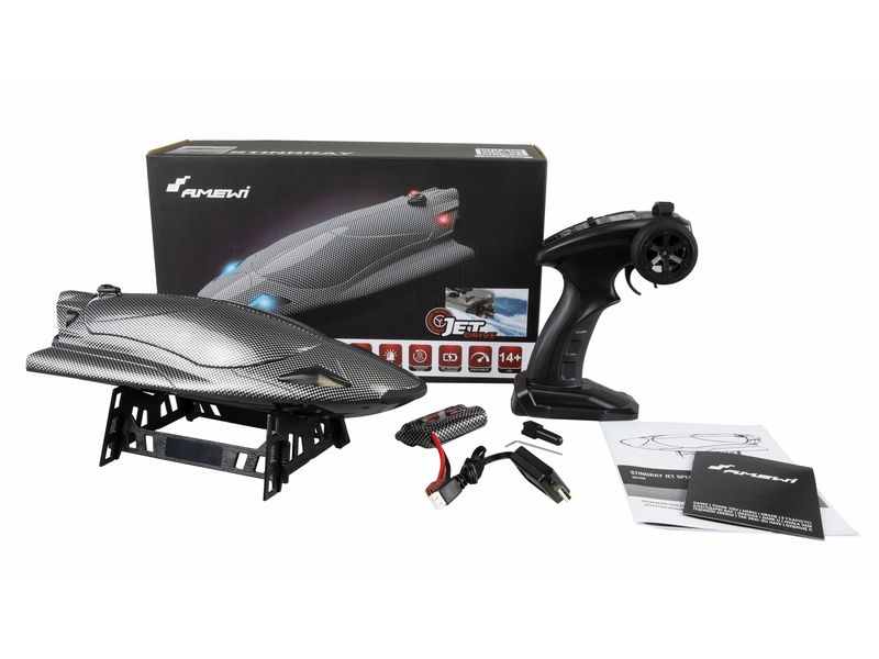 Amewi Speedboot Stingray mit Jetantrieb 335 mm RTR RC Jetboot in Carbon-Optik