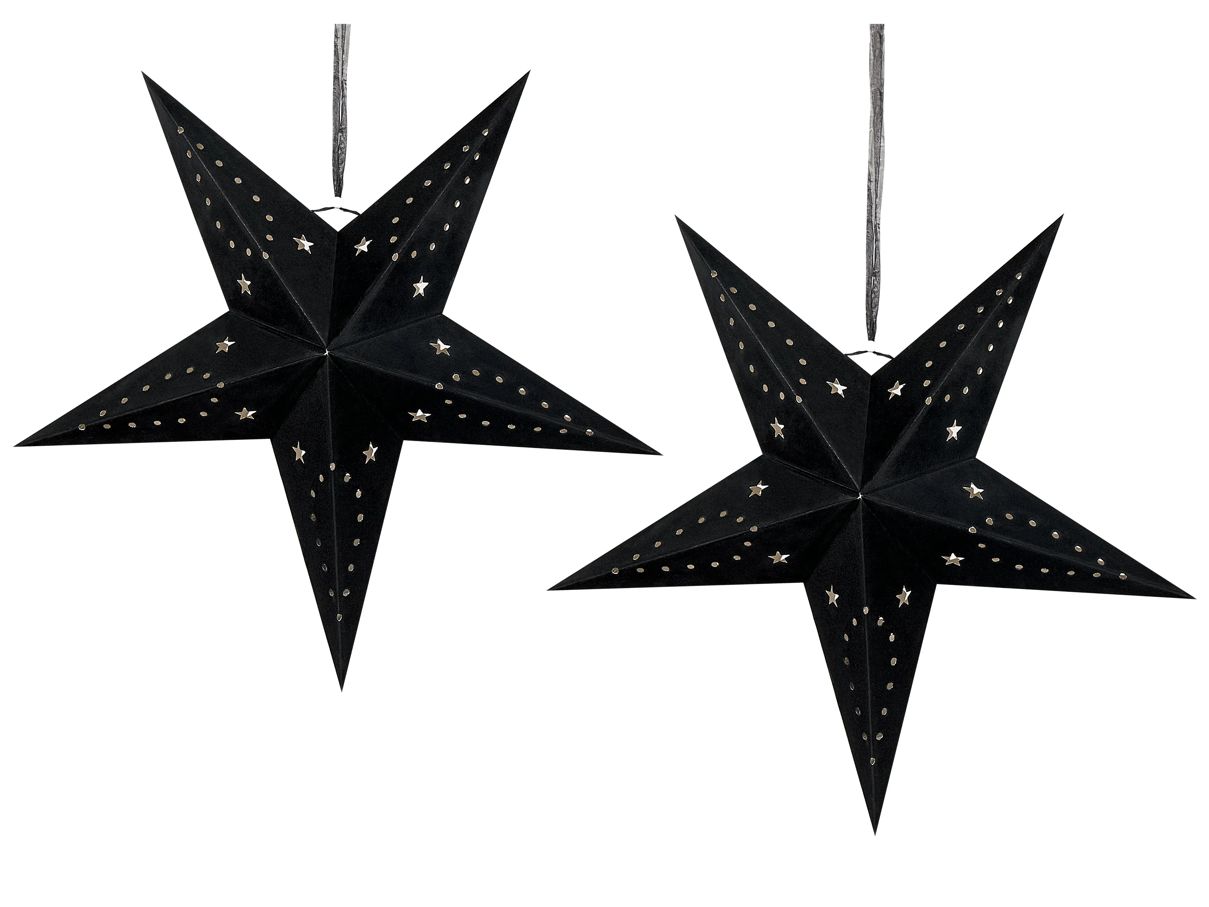 Set van 2 hangende decoraties LED MOTTI Ster 60 cm Zwart