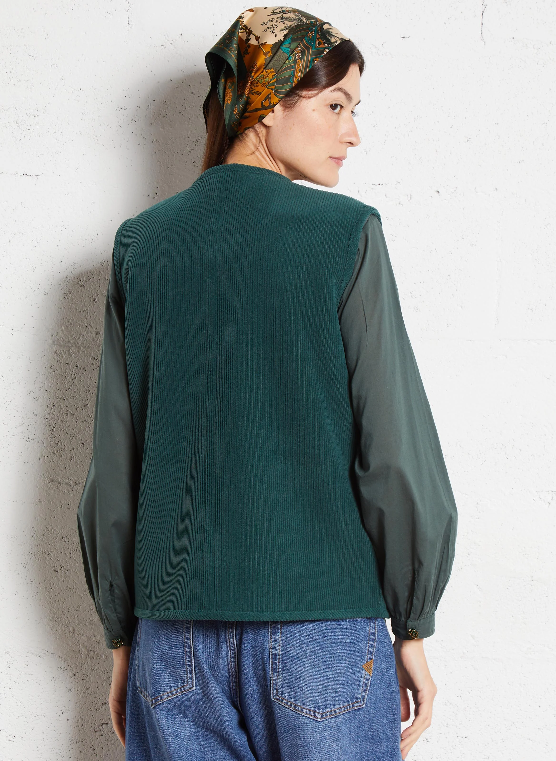 BARNEY - Veste col rond en sherpa réversible | Vert