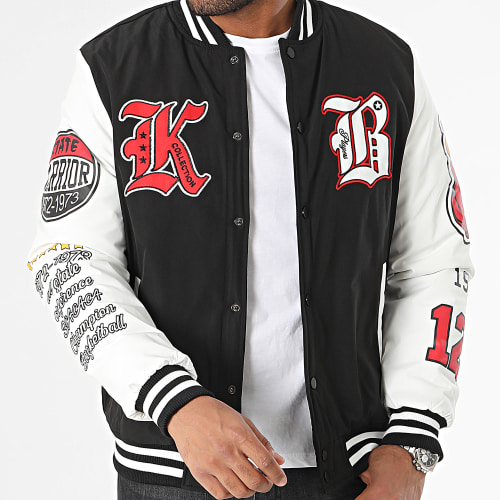 Veste Teddy Capuche Noir Blanc
