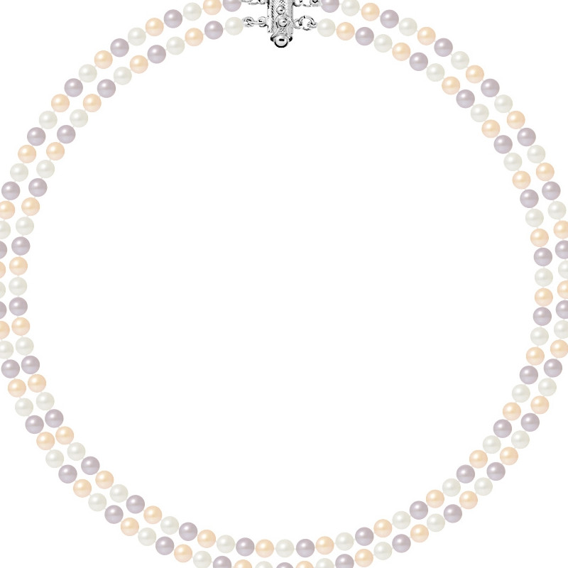 Collier 2 Rangs de Perles de culture d'eau douce Multicolor