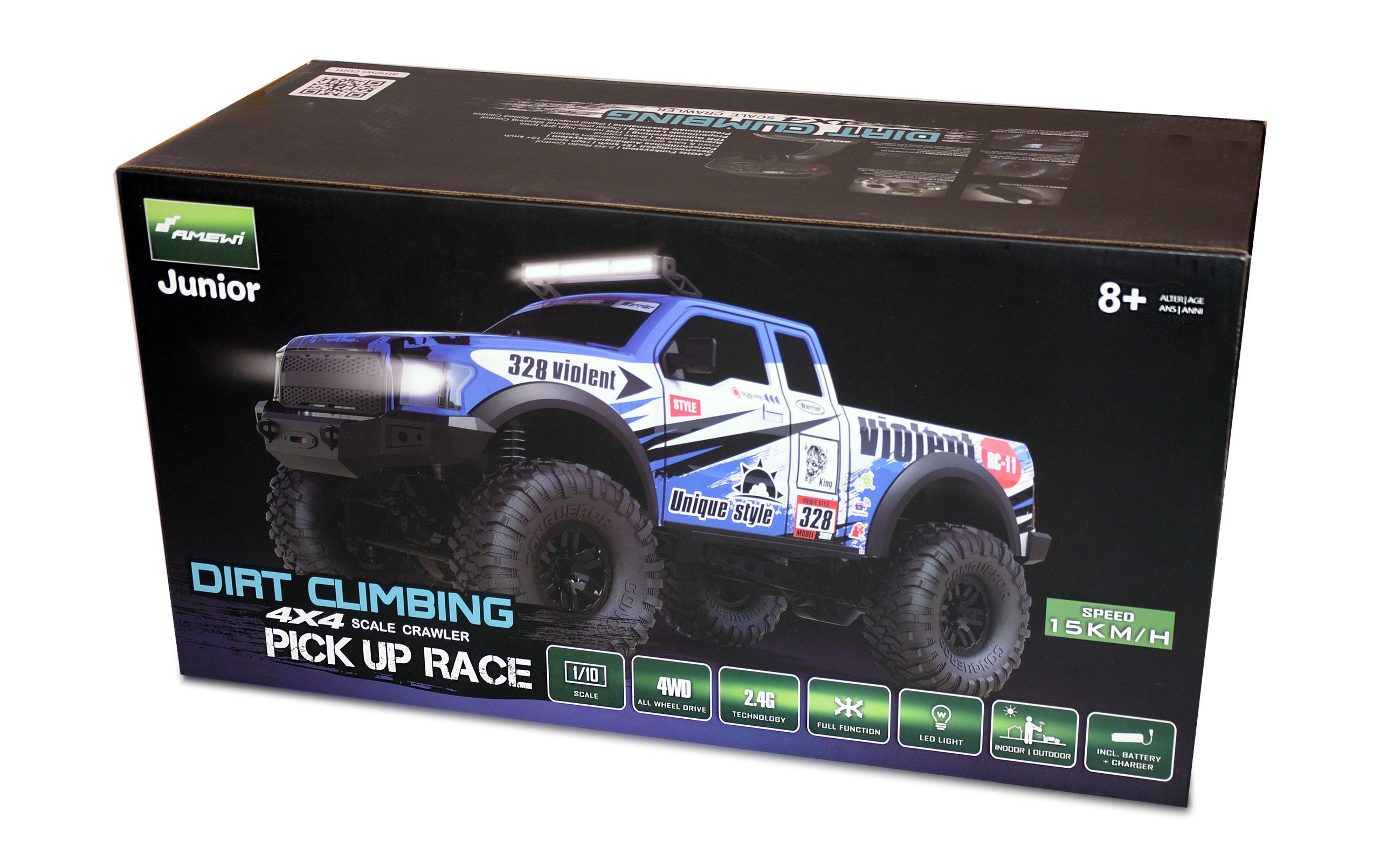 Scale Crawler Dirt Climbing Race PickUp 4WD, Blau 1:10, RTR<br>Geländegängiger 4x4 Pickup-Truck für Einsteiger