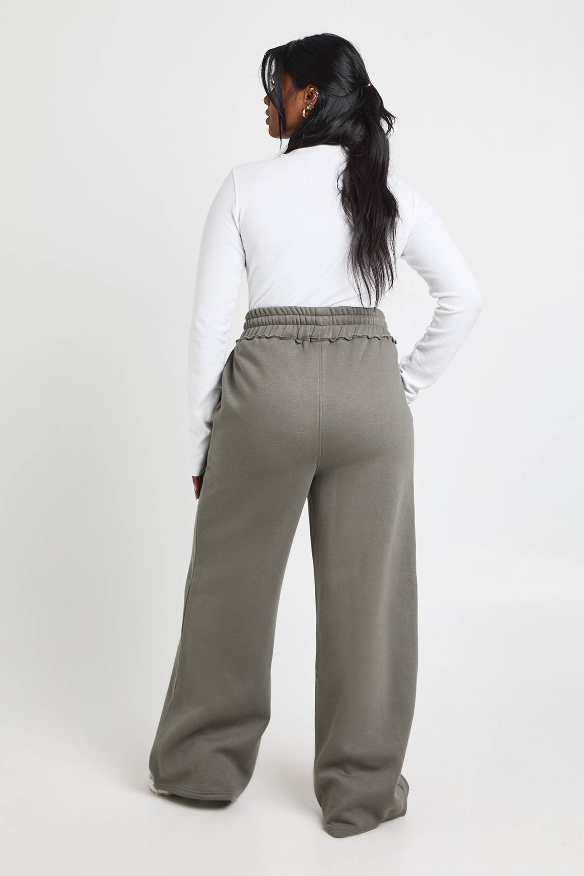 boohoo Jogging Grande Taille Jambes Larges à Ceinture Usée