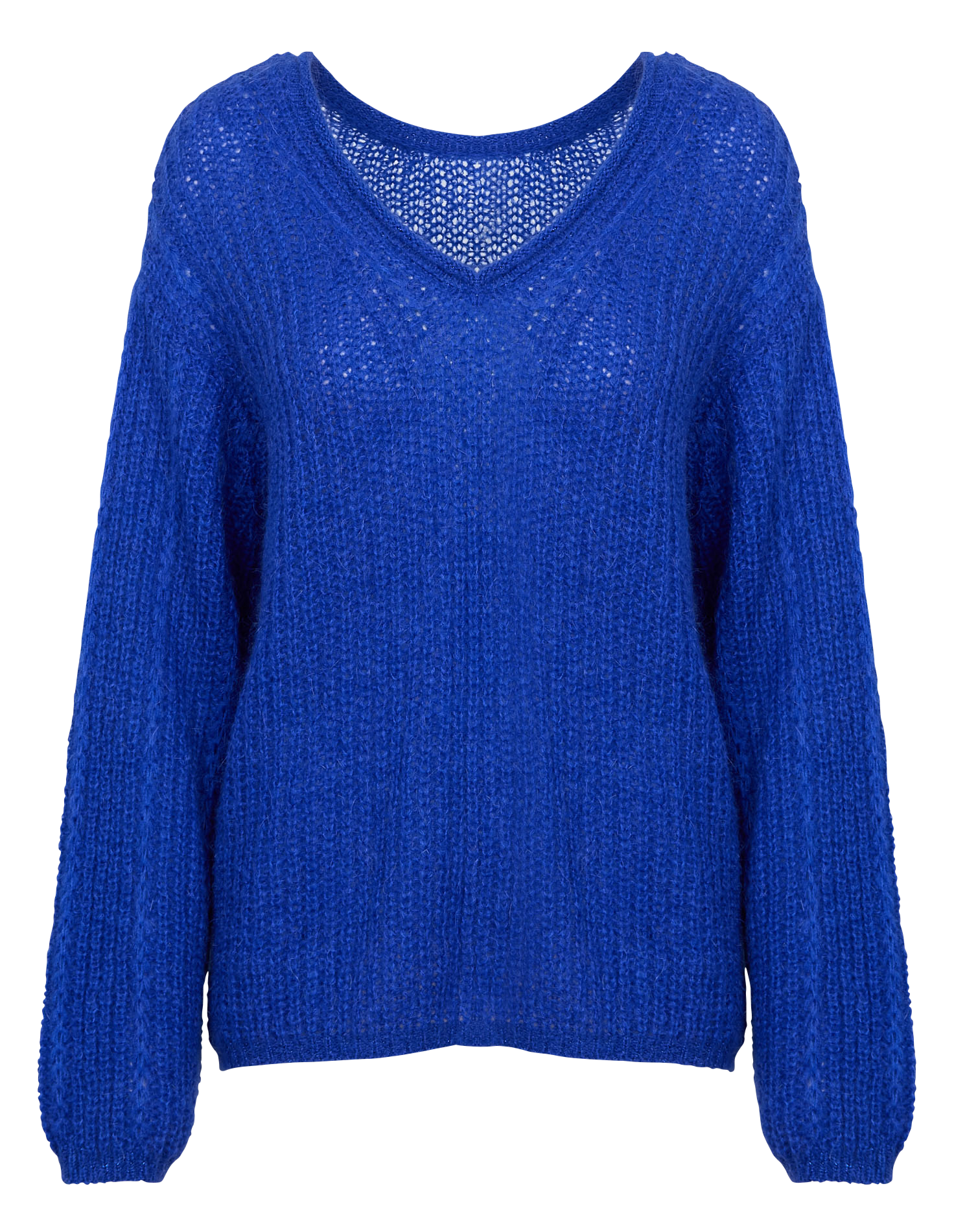 TING - Pull ample col V en maille | Bleu