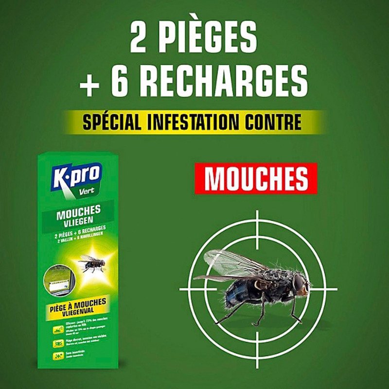 Piège à mouches K-Pro vert - Étui de 2