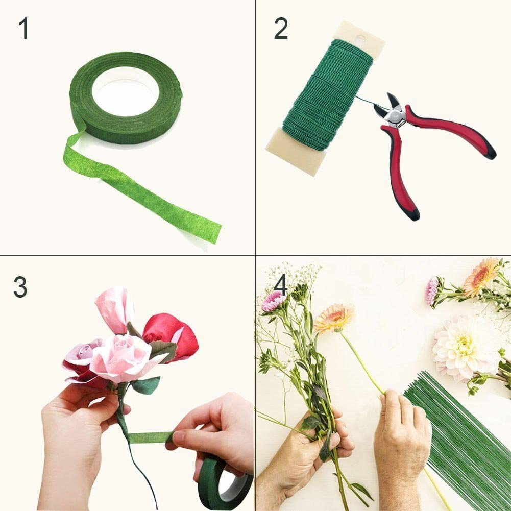 (100er Set) 36cm Blumenstiel Bastel Draht für DIY Deko Gesteck - Grün
