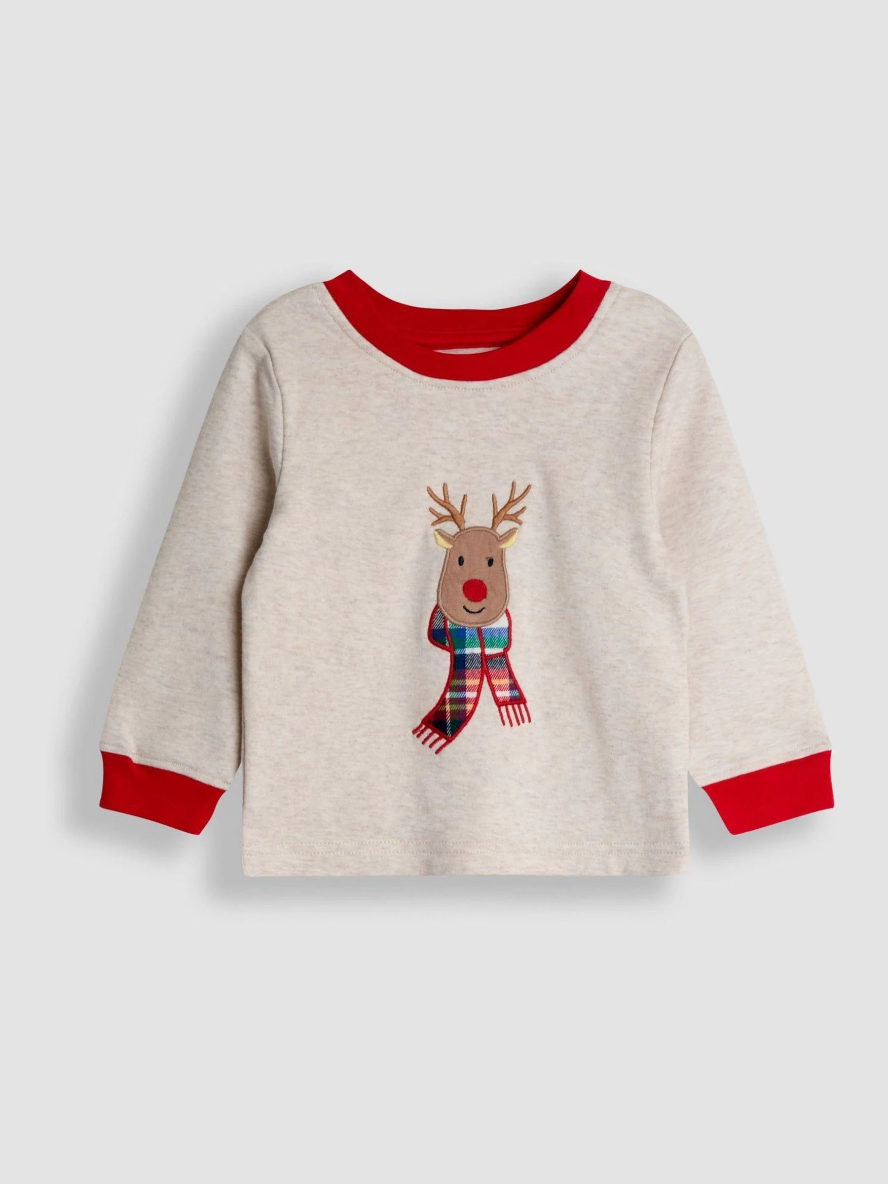 JoJo Maman Bébé - Behaaglijke jersey Kerstmis pyjama's met rendierfiguur