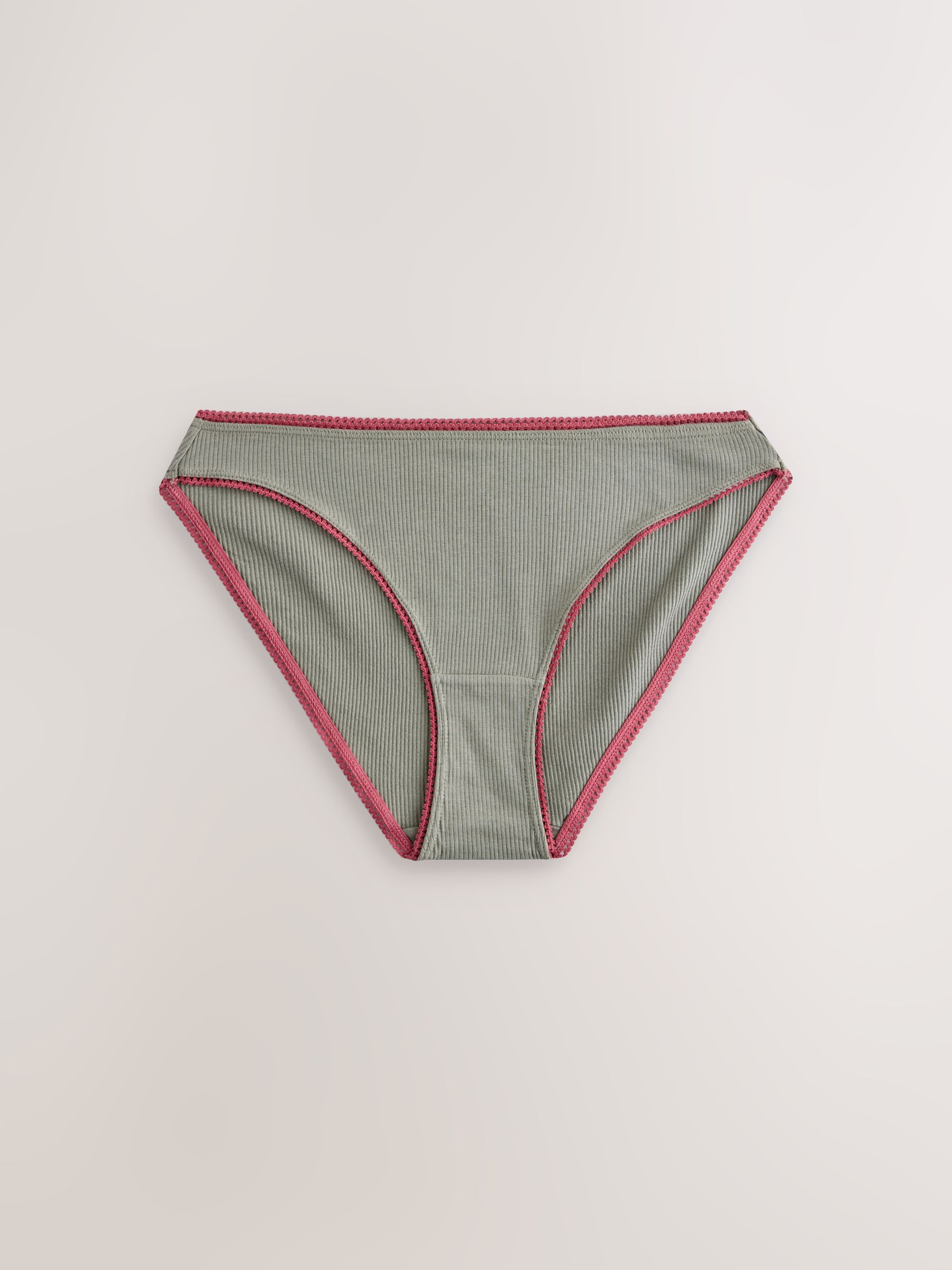 Zwart/roze/olijfgroen - Verpakking van 3 geribbelde katoenen slips