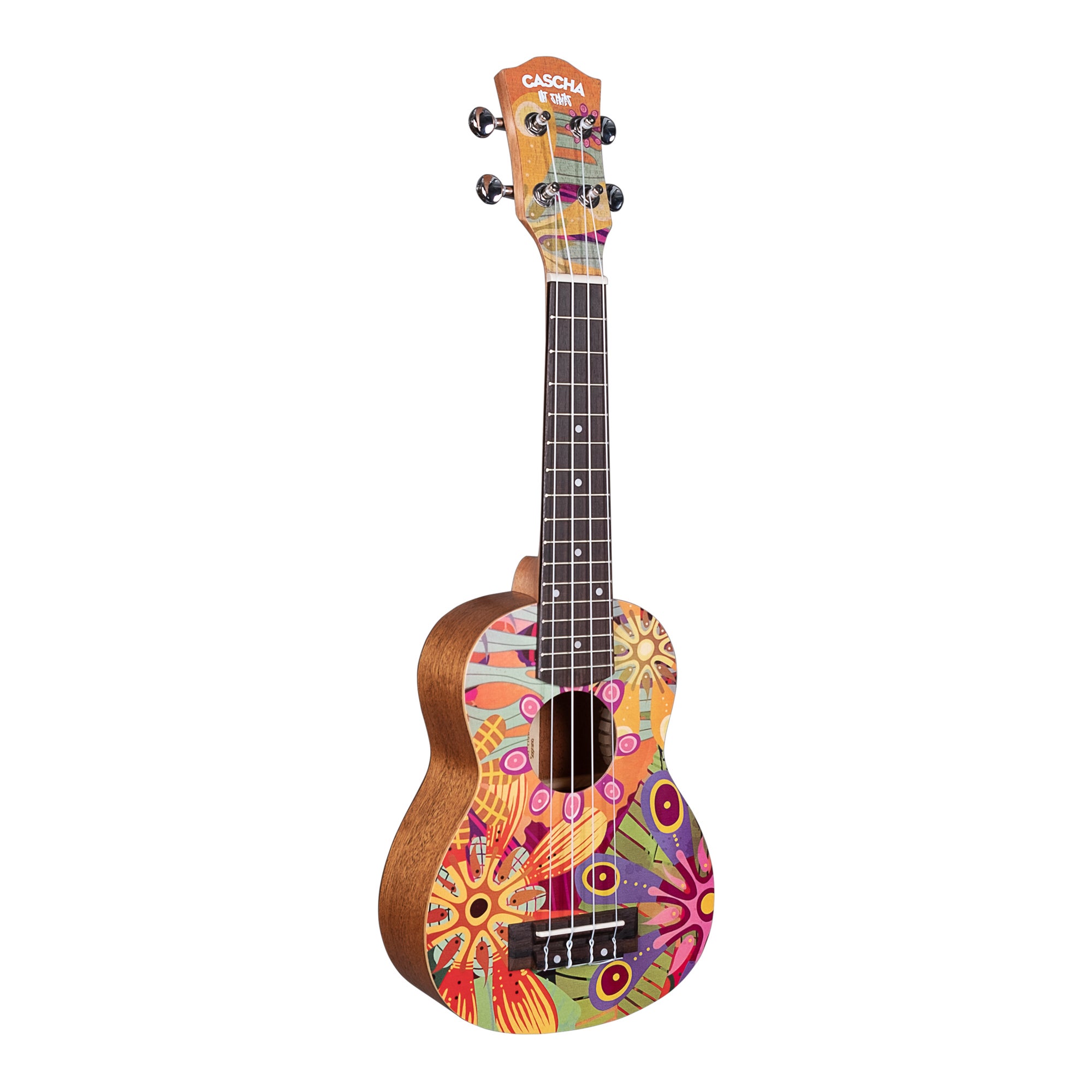 Cascha HH 2603 Art Series Flowers sopraan ukelele massief spar bovenblad met gigbag