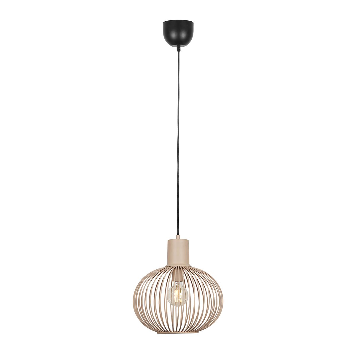 Moderne draad hanglamp zwart met beige 33cm - Gila