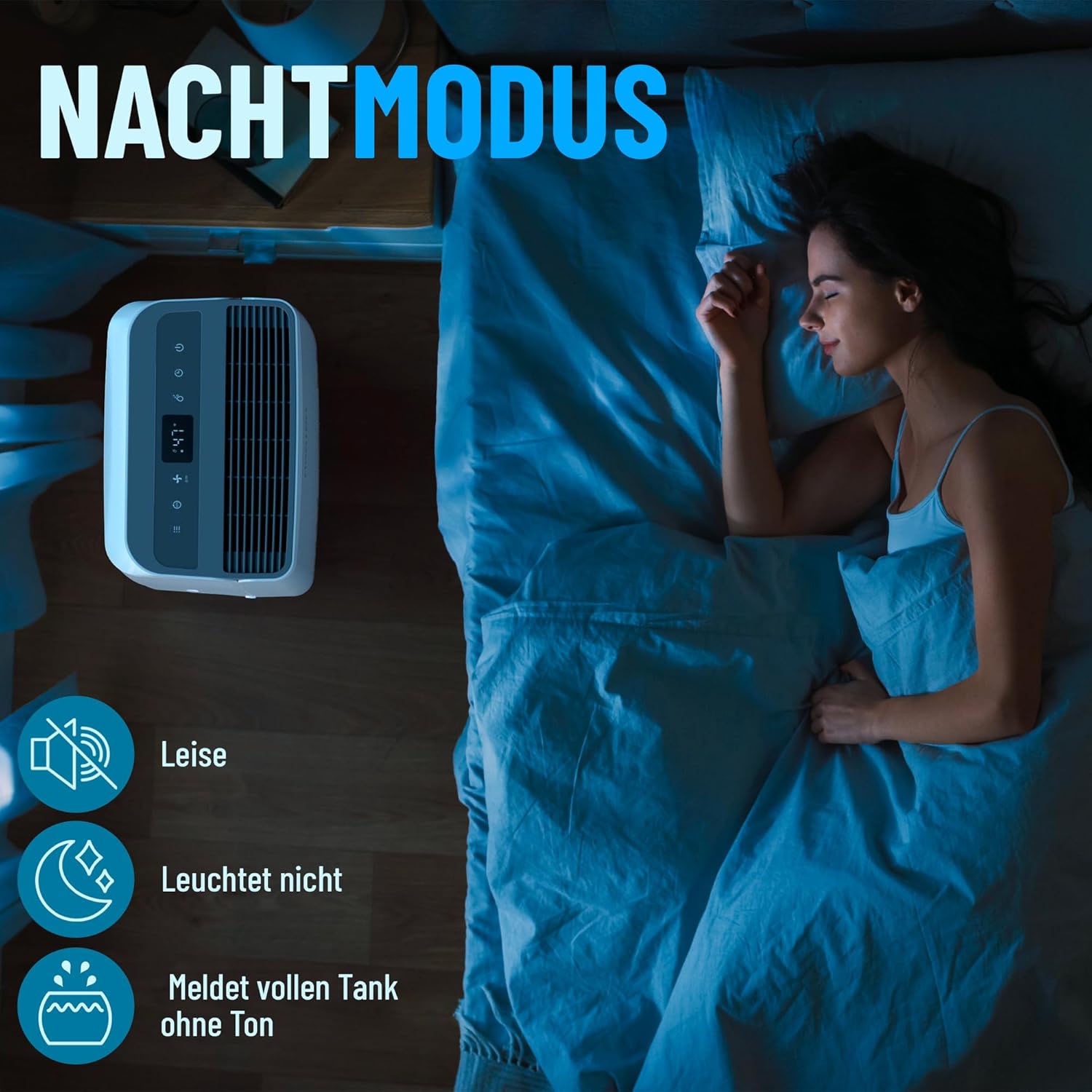 Noaton® DF 4115 WiFi HEPA Smart Luftentfeuchter und Luftreiniger, 15L/24H, 3 Jahre Garantie, 5 Modi, Leise, App, Timer, mit Ablaufschlauch, 2,2 L-Wassertank, für Raum 50 m2, Schlafmod