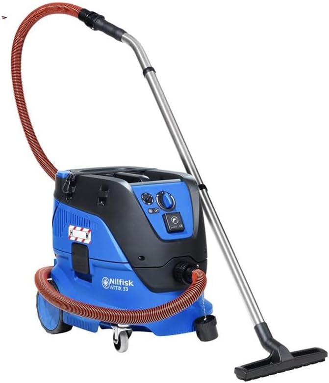 Nilfisk Sicherheitssauger ATTIX 33-2H PC 220-240V 50/60HZ EU ASBES (Gewicht: 14,5 kg, Max. Behältervolumen: 30 Liter, InfiniClean, Adapterplatte, Trolleygriff) 107412183, Schwarz/Blau